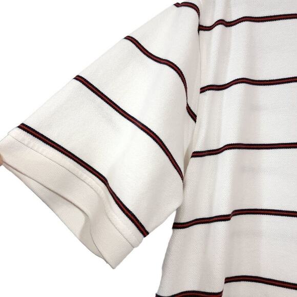 Lands End Polo Mens Shirt Size Xl Striped White Red Navy Used Collared Cotton - Picture 3 of 9